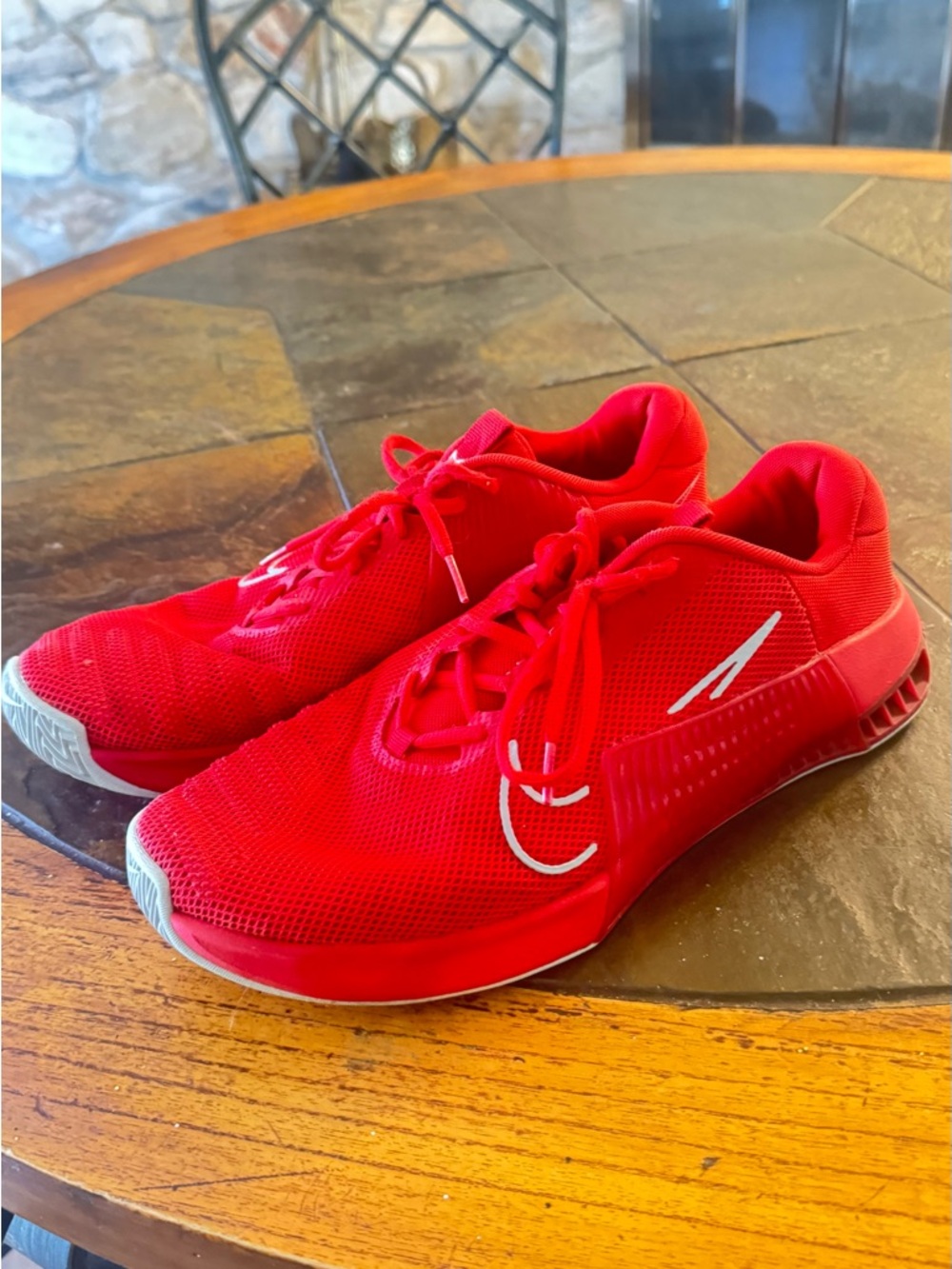 Nike Red Men's Athletic Sneakers with White Swoosh Detail
